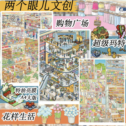两个眼5.03D微景观解压贴纸