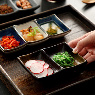 日式陶瓷调料碟 醋碟辣椒碟 酱油碟 芥末碟 多格碟 复古 商用家用