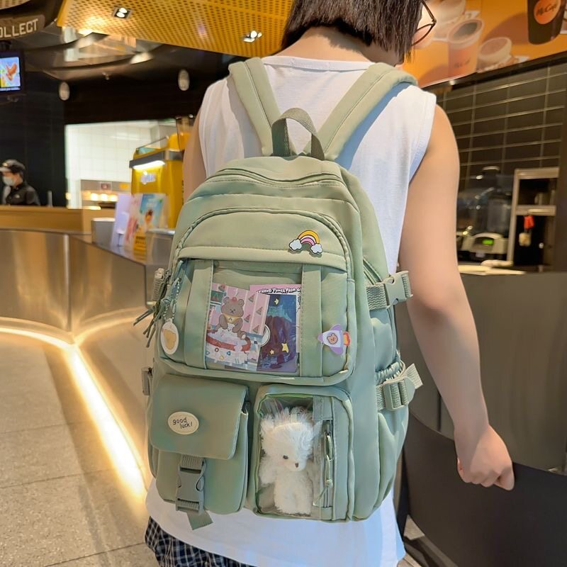 高中学生女士书包ins风大容量女韩版ulzzang百搭双肩包初中生背包