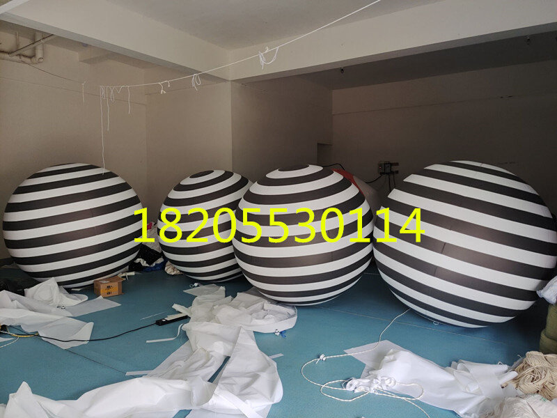 pvc喷绘黑白条纹球表情球圆形f发光地球灯光气模pvc球体广告商场