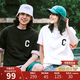 C字母标潮流休闲宽松上衣 经典 covernat韩国潮牌短袖 T恤男女情侣款