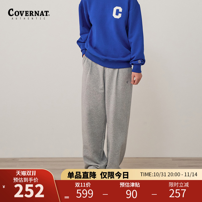 Covernat休闲裤春夏情侣同款男女抽绳松紧直筒宽松长裤潮流运动