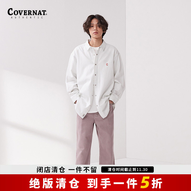 Covernat韩国潮牌牛仔衬衫长袖上衣纯棉休闲男女情侣同款宽松百搭