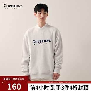 Covernat韩国潮牌卫衣刺绣字母标宽松圆领上衣男女同款 情侣春秋新