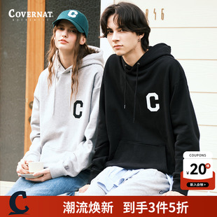 Covernat韩国潮牌连帽卫衣C标男女情侣款 刺绣宽松休闲秋冬高级感