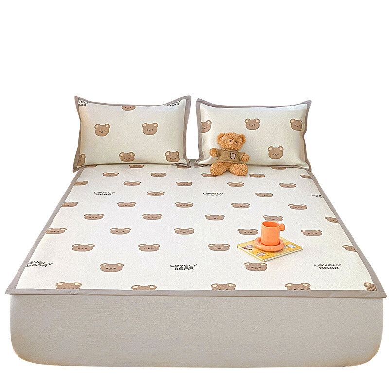 新款夏季藤席冰丝凉席三件套儿童夏天空调凉席子可水洗折叠单人宿,床上用品,冰丝席,淘宝优惠券,粉丝福利购,淘宝优惠卷