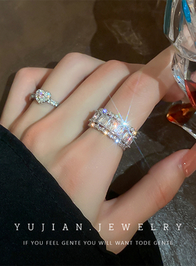 锆石戒指女轻奢高级感小众设计2025新款爆款时尚个性指环手饰品