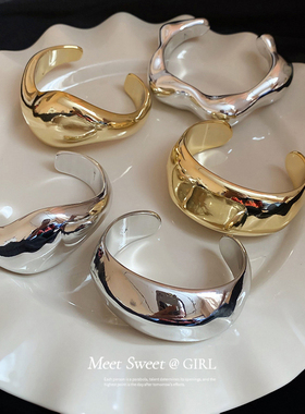 冷淡风夸张亮面手镯女小众设计感高级手环手饰时尚个性气质配饰