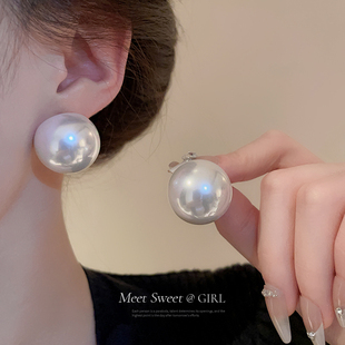 16mm巴洛克大珍珠耳钉轻奢高级感气质耳环2025新款爆款复古耳饰女