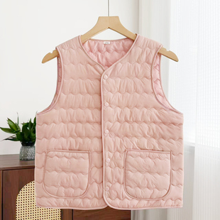 马夹女系扣夹棉保暖短款 内胆蓄热轻薄坎肩 背心V领百搭马甲秋冬季