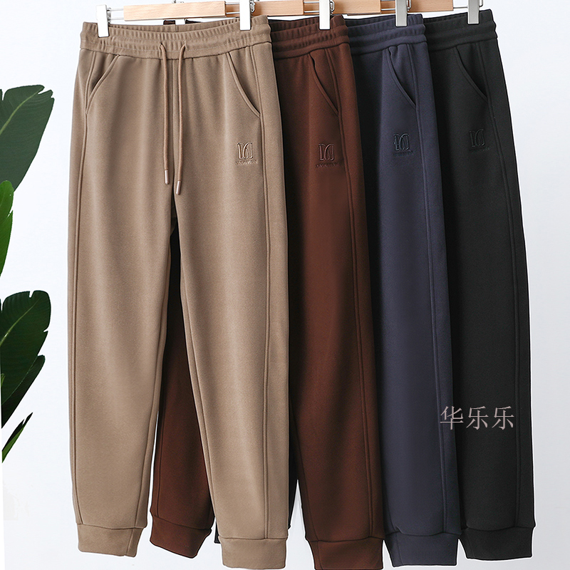 秋冬保暖加绒宽松高腰女士运动裤