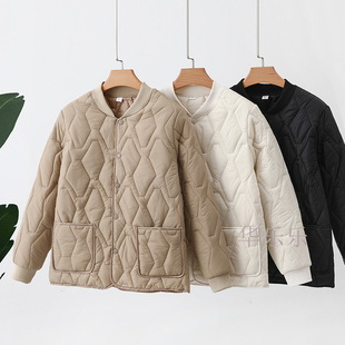 秋冬2025新款 夹棉内胆保暖棉衣轻薄棉服打底纯色棉袄外套 保暖短款