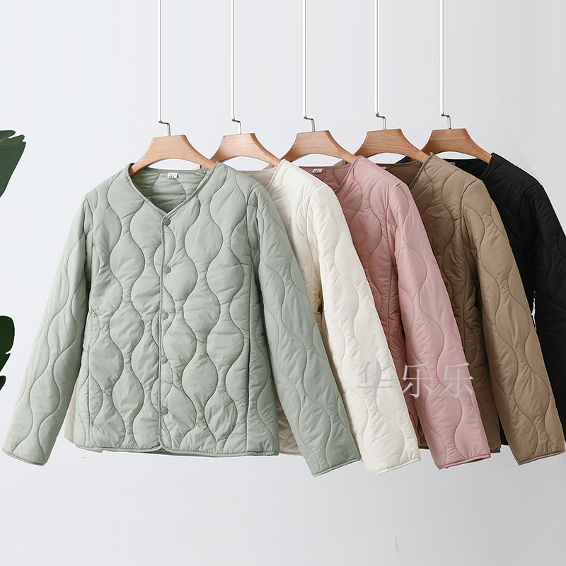 冬季休闲棉服女纯色夹棉宽松棉衣