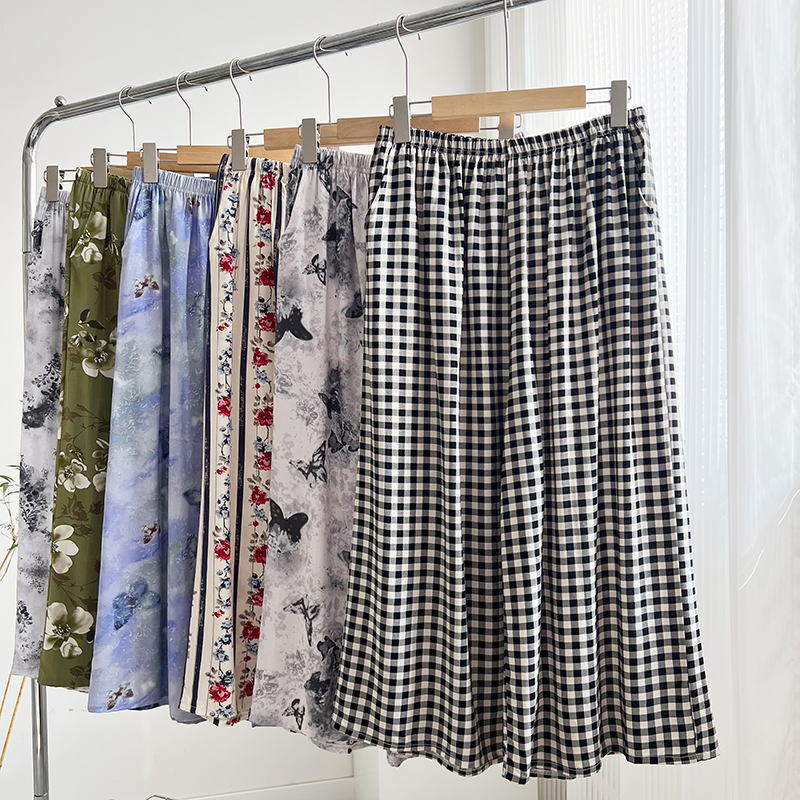 高腰阔腿裤大码休闲宽松棉绸裤