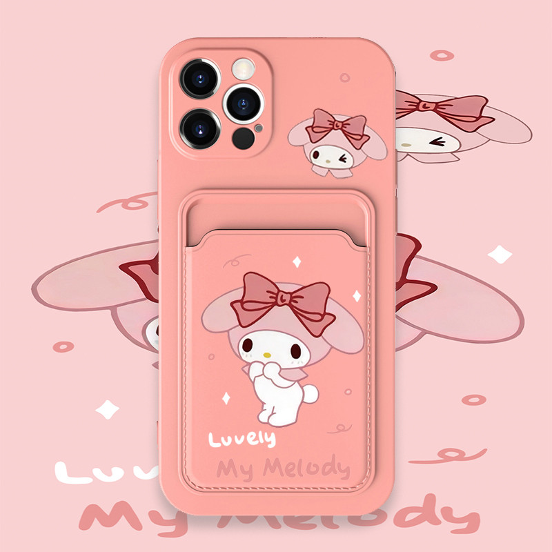 美乐蒂适用苹果15proMax手机壳13卡套iphone14plus液态硅胶x保护套12软7卡通XR镜头XS全包防摔8可爱11卡包6SP
