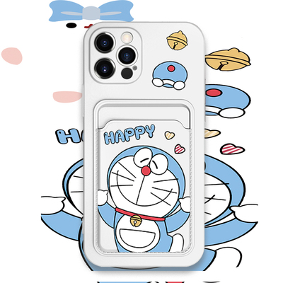 叮当猫适用苹果14手机壳13PRO卡套iphone14promax液态硅胶x保护套12软7p女XR镜头X全包防摔8卡通11卡包6P可爱