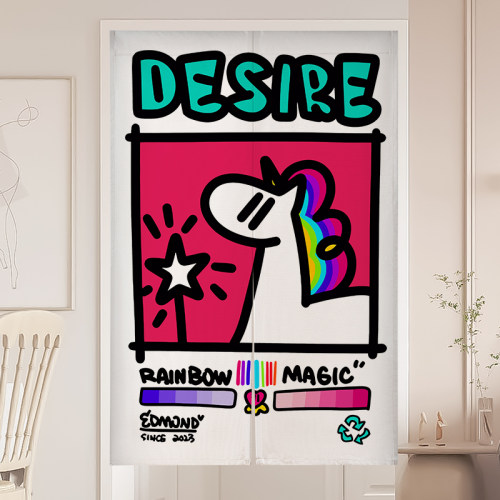 免打孔门帘隔断帘可爱涂鸦卡通