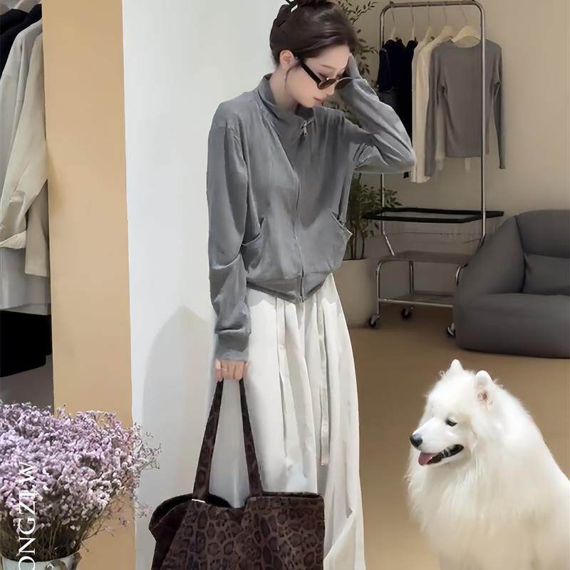 巨好看的早秋一整套慵懒风宽松气质卫衣开衫女阔腿显瘦休闲裤套装