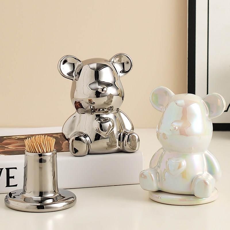 暴力熊陶瓷牙签盒轻奢高颜值