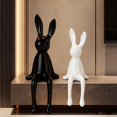 极简高级兔子坐姿客厅玄关壁龛软装 电视柜装 饰摆件意式 高级感饰品