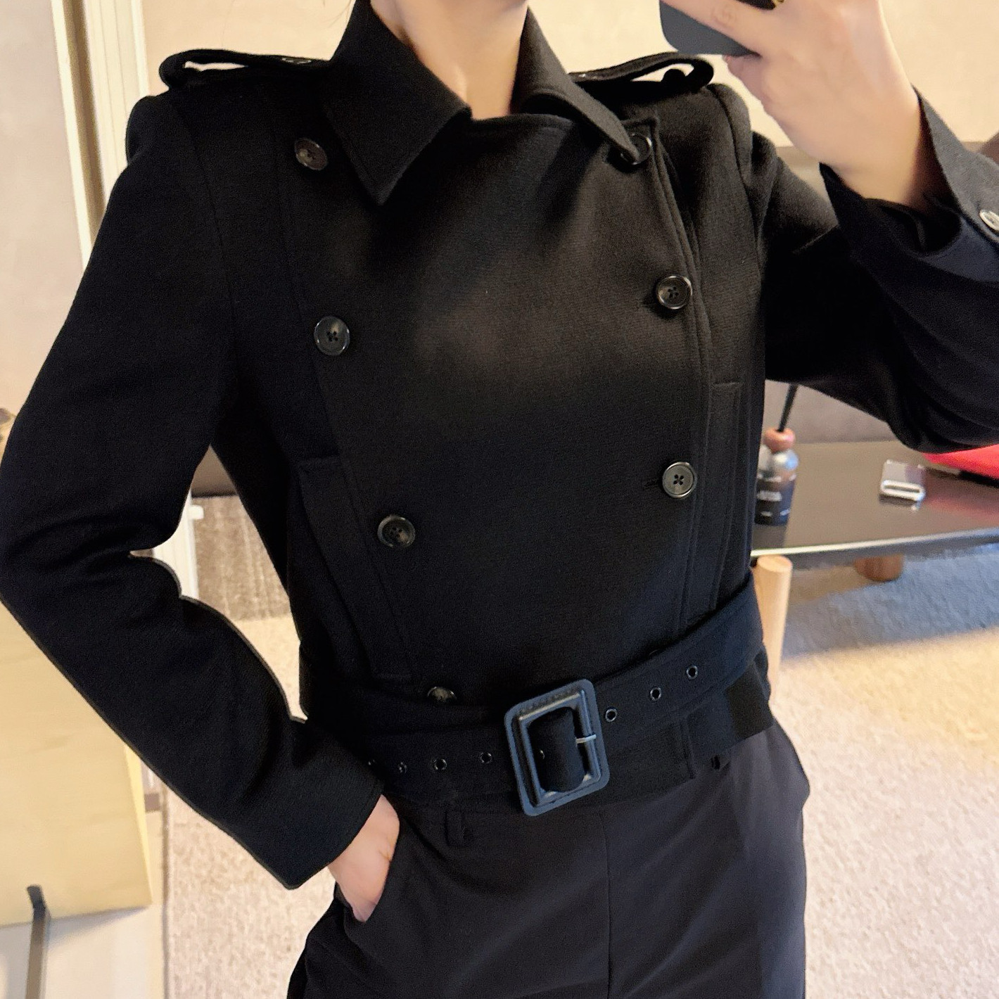 2025新款女装春装欧美时尚黑色长袖修身夹克舒适休闲外套短风衣