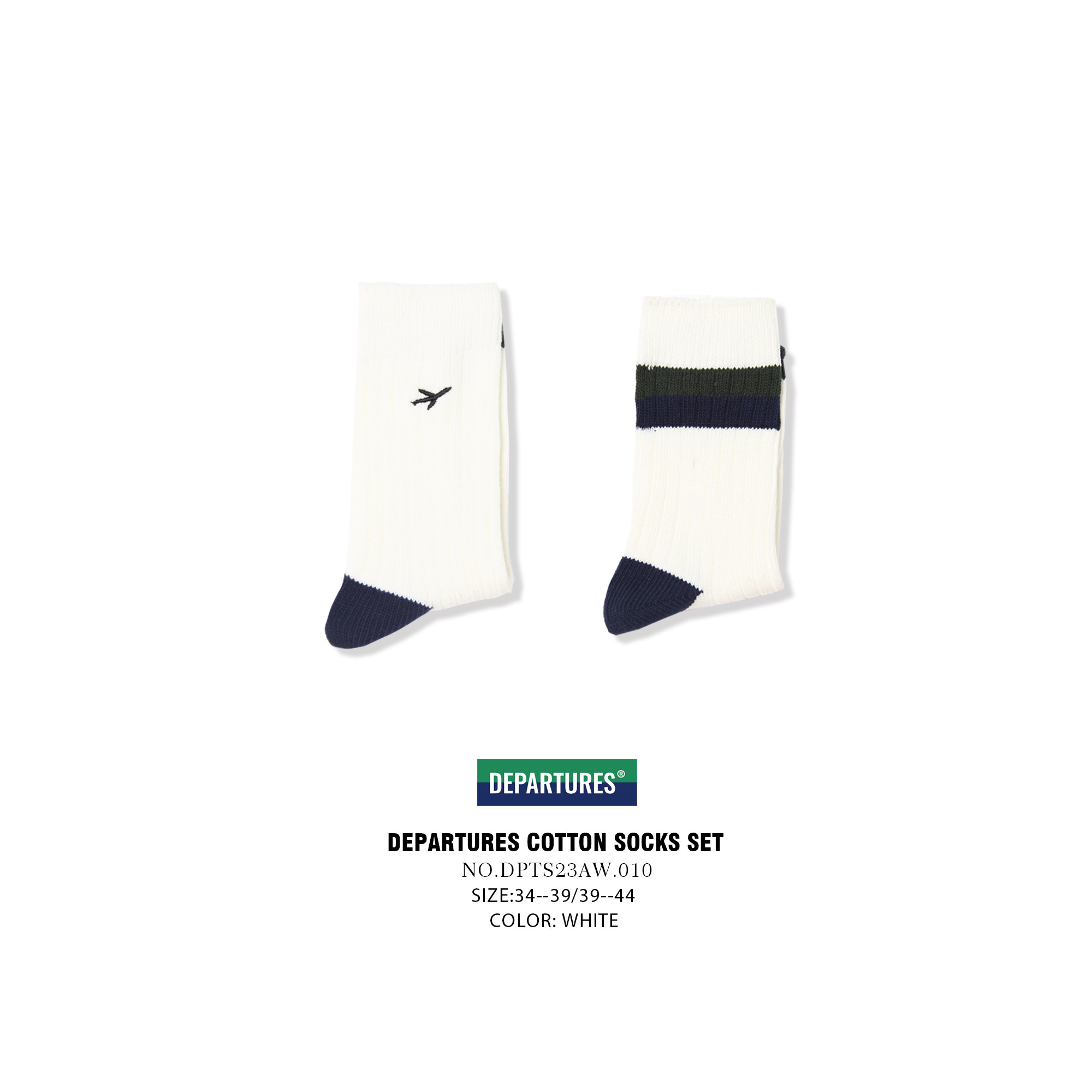 DEPARTURES纯棉运动中筒袜