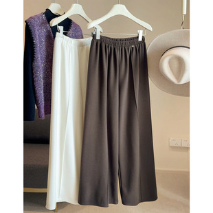 2025秋冬仿羊绒阔腿裤 女加绒加厚高腰百搭宽松显瘦直筒垂感休闲裤