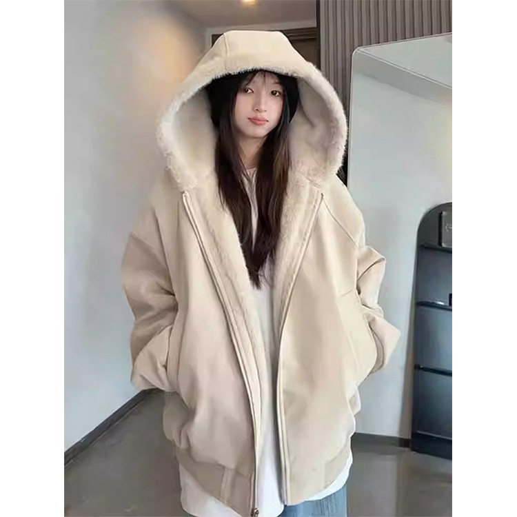 CATTEE座山雕外套男女款冬季加绒加厚皮衣棉服美式毛领夹克棉衣