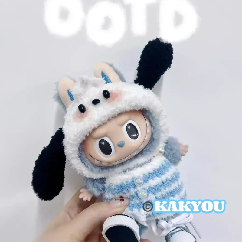 泡泡玛特拉布布搪胶macaron娃衣labubu17cm衣服钥匙扣衣服clothes