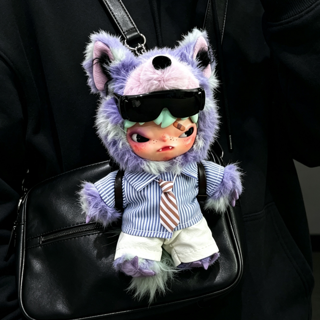 适配泡泡玛特Hirono小野暗场娃衣出格玩偶衣服蒙面17cm颠倒服装