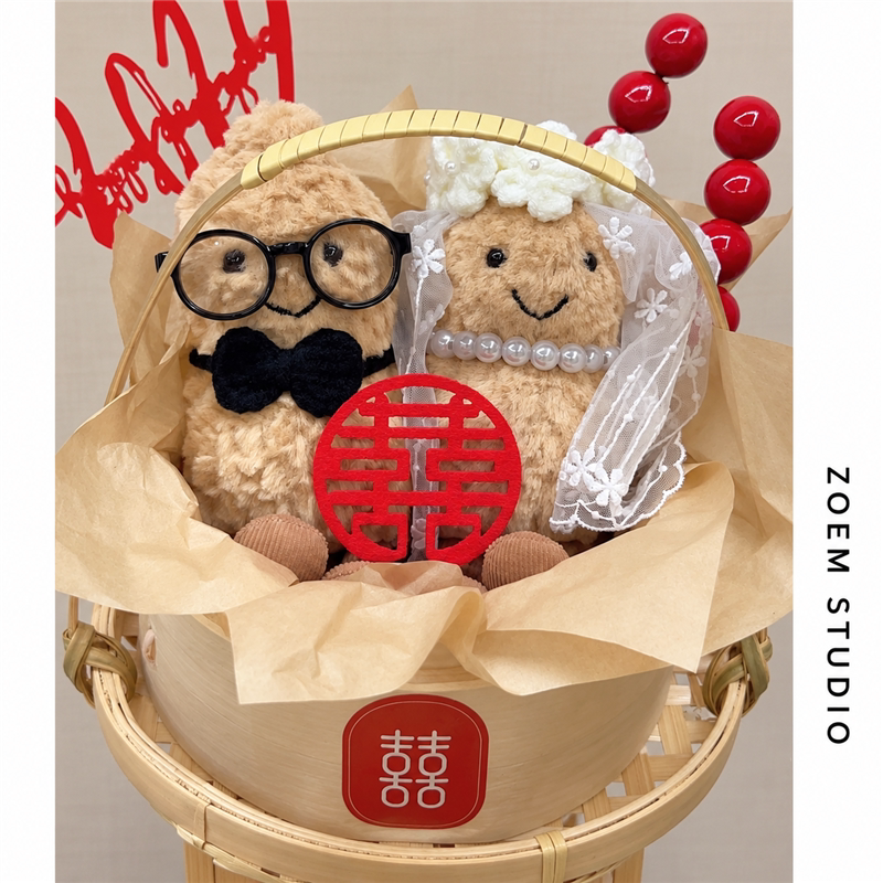 适配压床娃娃jellycat趣味花生婚纱礼盒结婚衣服好事花生玩偶娃衣