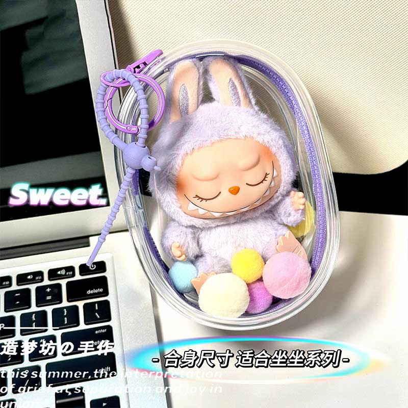 泡泡玛特Labubu坐坐派对15cm拉布布遛娃小圆包可口可乐痛包加厚