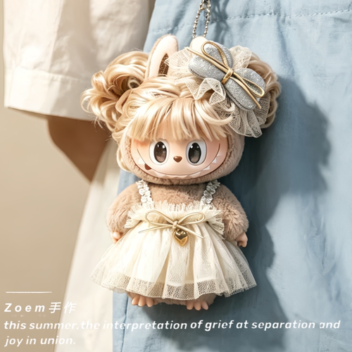 适配拉布布燕麦温差娃衣复古理发店labubu浅蓝序曲衣服全套装服装