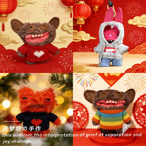 fuggler牙齿怪娃衣新年疯怪兔毛绒玩偶棉花娃娃公仔裙子挂包挂件