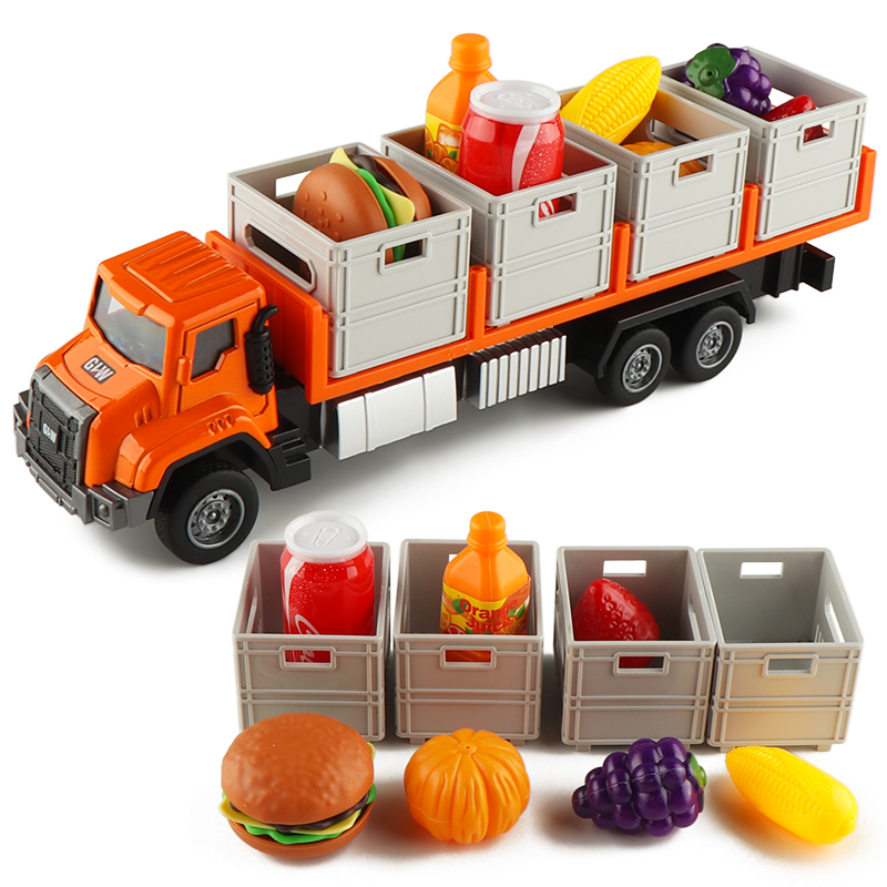 合金物资水果汉堡饮料蔬菜食物货物运输车卡车工程车模型儿童玩具