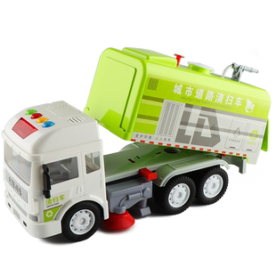 林达音乐喷水洒水环卫垃圾清扫车清洁车扫地车工程车模型儿童玩具