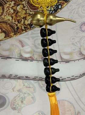 黑葫芦七星葫芦挂件铜葫芦黑石葫芦家居门对门客厅阳台店铺摆件