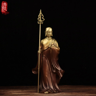 铜地藏王佛像仿古菩萨高档轻奢摆件坐谛听玄奘铜像客厅摆件
