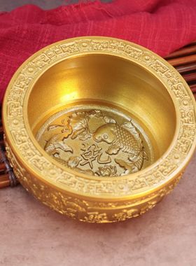 黄铜乾坤聚宝盆招客厅办公室家庭桌面中式摆件办公室摆件开业送礼