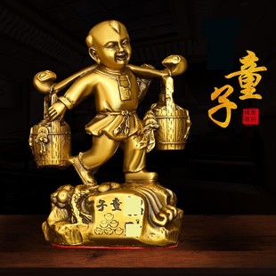 济凯纯黄铜童子摆件家居客厅办公室桌面装饰品礼品家居装饰品摆件
