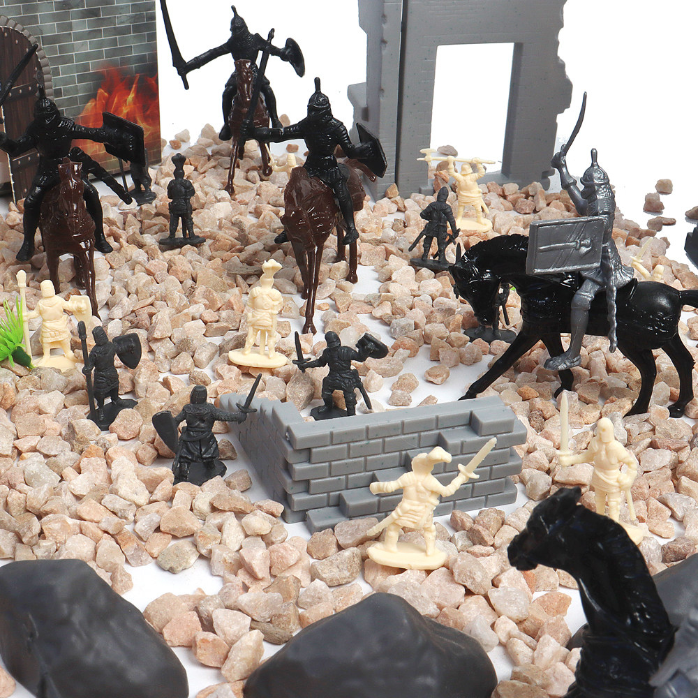 儿童益智沙盘场景玩具古代兵人城堡战争套装打仗小人军事模型骑士