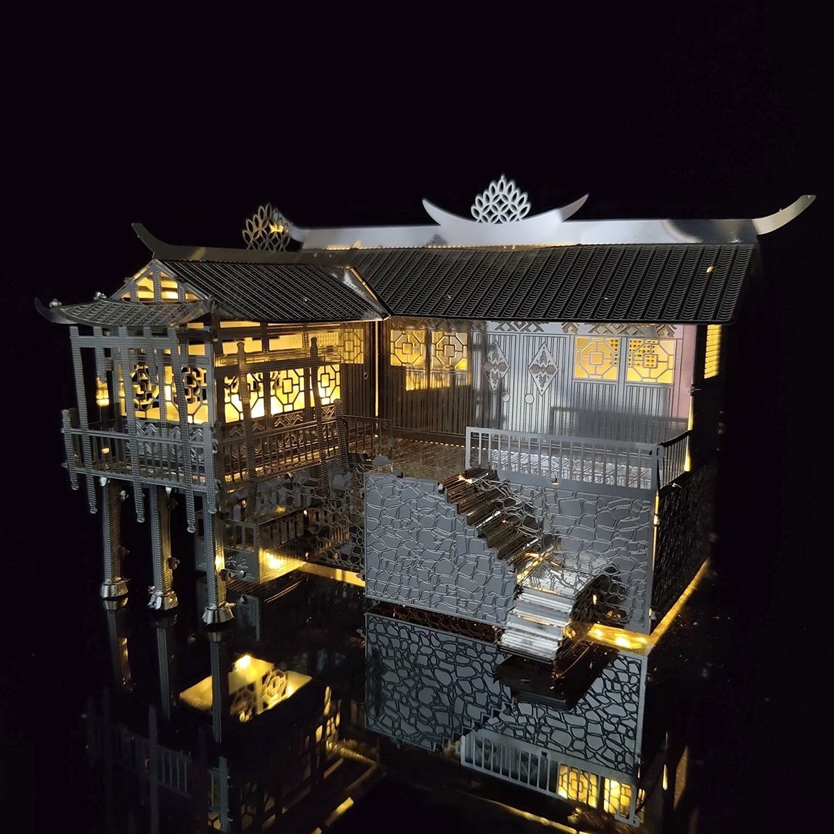 꽃 집 죽마 집 3D 교육 입체 퍼즐 DIY 수제 모델 장난감 선물 작은 장식품 금속 장난감