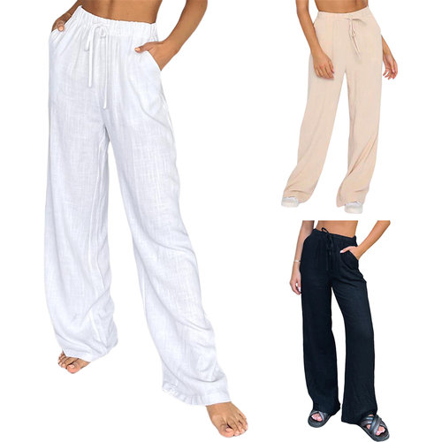 Simple casual comfortable trousers纯色简约休闲舒适透气长裤女