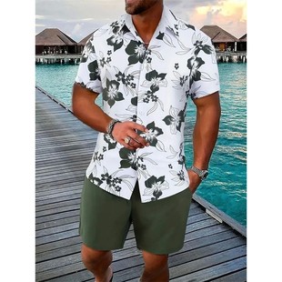 short buckle sleeved set印花翻领排扣短袖 Printed 套装 collar