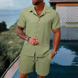 buckle short sleeved Solid 套装 collar set翻领系扣短袖 color