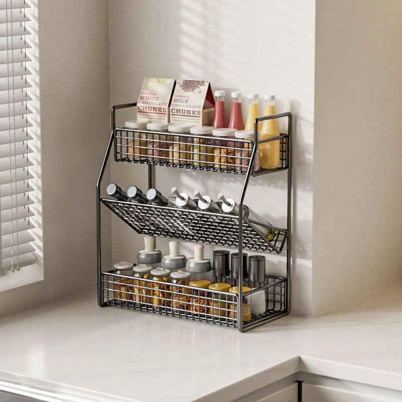 厨房置物架铁艺调料架收纳架台面多层调味品瓶架子创新家居收纳