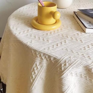 浪漫化妆台甜品摆摊桌布奶油风小四方桌拍照茶几布 艺术感桌布法式