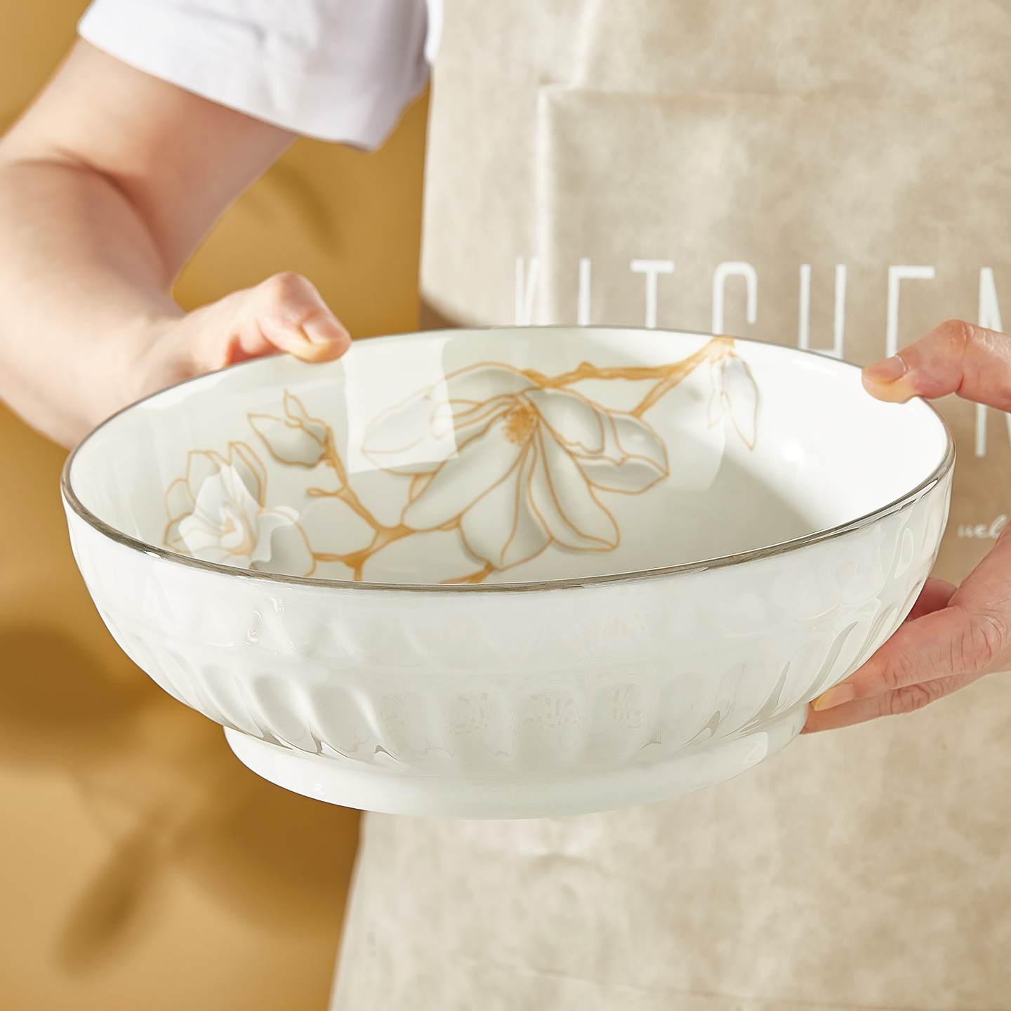 汤碗家用2025新款高颜值釉下彩可微波陶瓷餐具加厚防烫大汤碗家用