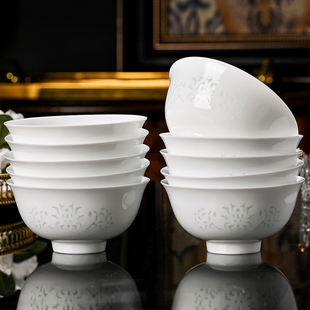 景德镇高温高白玲珑陶瓷碗家用2026新款高颜值可微波碗碟套装家用