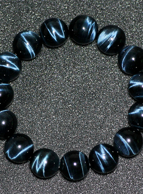 收藏级天然蓝虎眼石手串男女南非鹰眼石虎晶石头水晶情侣单圈圆珠